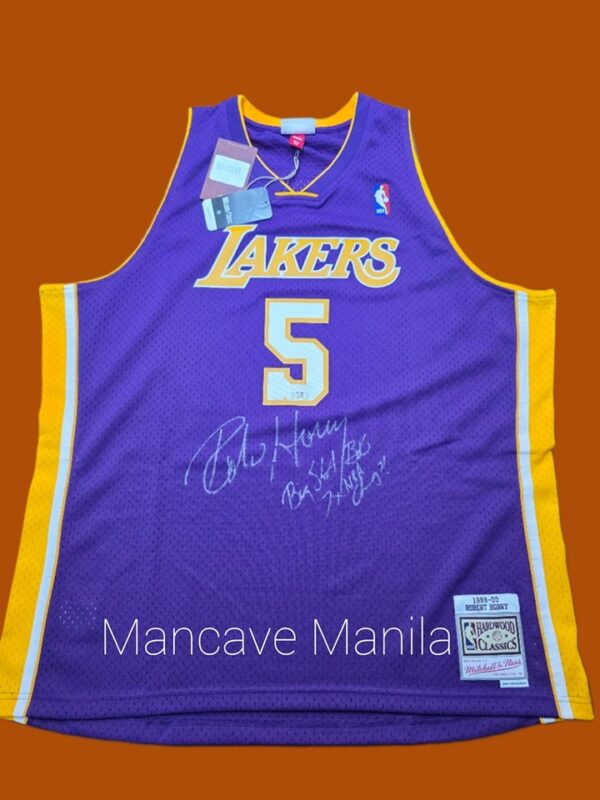 This Mitchell & Ness jersey is personally signed by Horry and inscribed with “Big Shot Bob 7× NBA Champ”, honoring his legacy as one of the most clutch players in NBA history. - Image 4